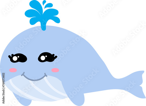 cute whale cartoon  sea animal