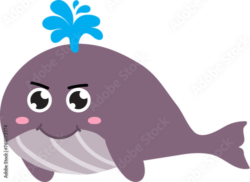 cute whale cartoon  sea animal 