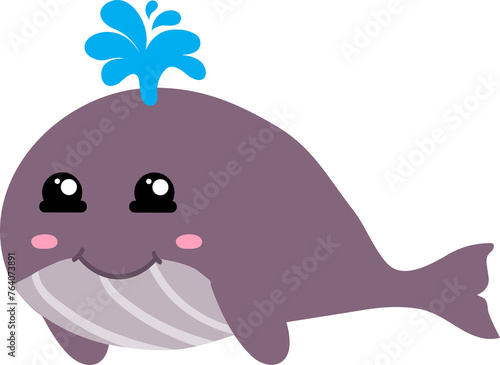 cute whale cartoon, sea animal 