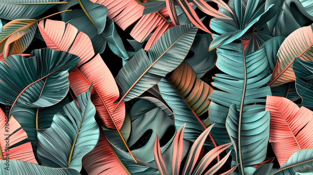 Tropical illustration with tropical plants. Tropical illustration with tropical plants.