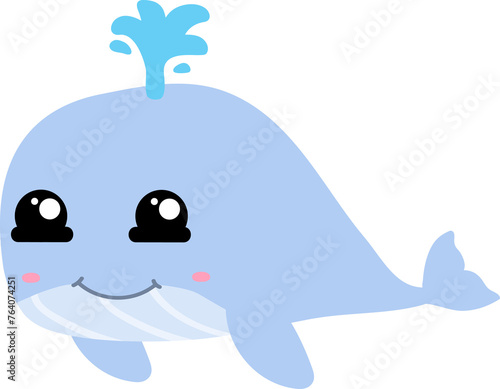 cute whale cartoon  sea animal 