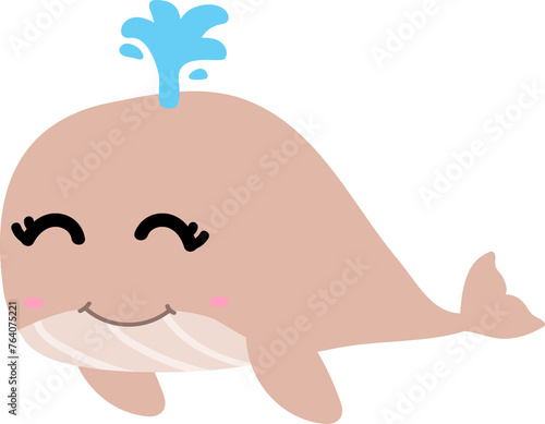 cute whale cartoon  sea animal