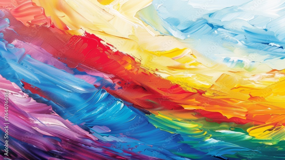 Vibrant oil painting with colorful strokes