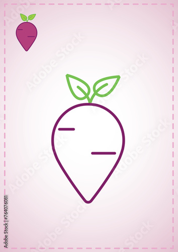 blank coloring beet fruits vegetables color layout illustration