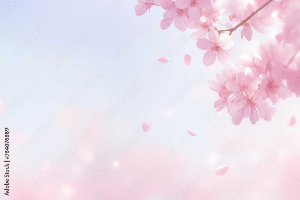 桜の花びらと柔らかな春の日差しの背景イラスト