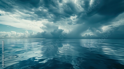 Calm sea with dramatic cloudy sky