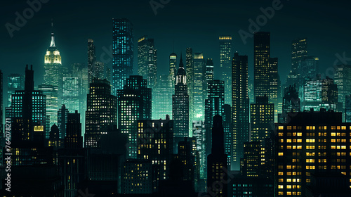 Night city view with night sky