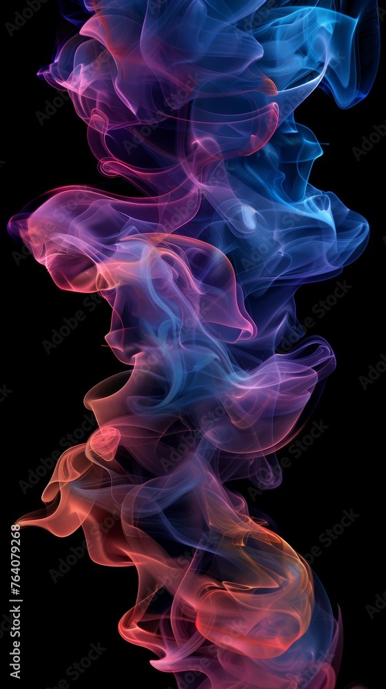 Abstract colorful smoke swirls on black background Abstract colorful smoke swirls on black background