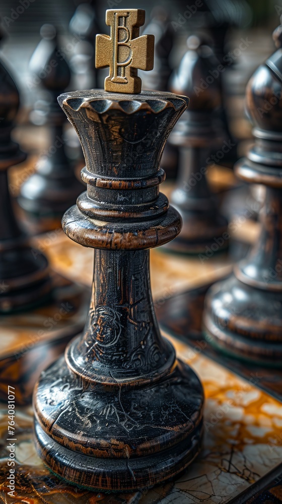 Fototapeta premium Chess photographed on chessboard, Chess photographed on chessboard.