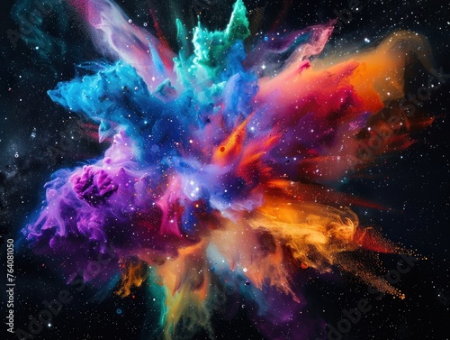 Stellar Burst: A Symphony of Fluorescent Colors in the Cosmos © Wavezaa