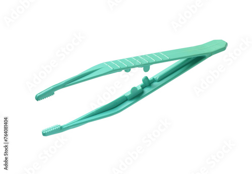 Plastic tweezers disposable (with clipping path) isolated on white background