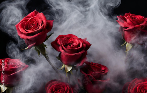 Cascade of smoke beautifully covering a bouquet of fabric flowers 