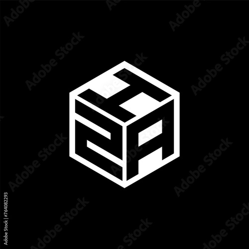 ZAH letter logo design with black background in illustrator, cube logo, vector logo, modern alphabet font overlap style. calligraphy designs for logo, Poster, Invitation, etc.