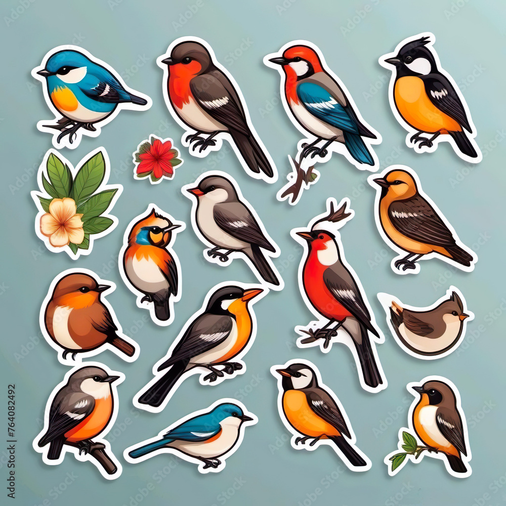 Diseño de pegatinas de pájaros Diseño de pegatinas de pájaros