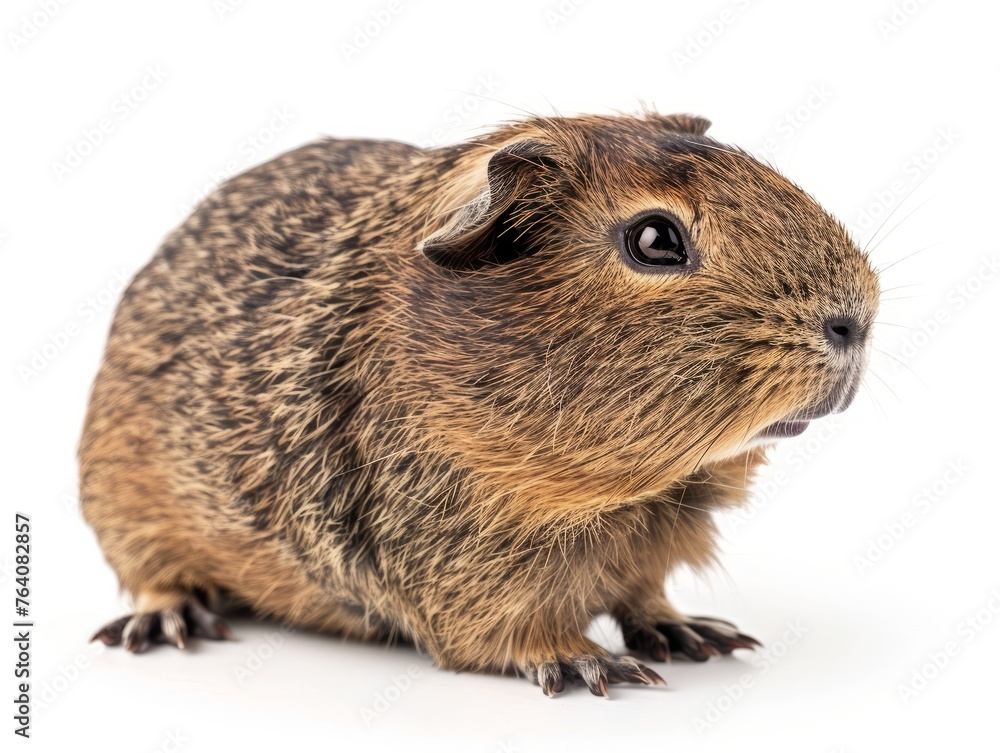 Guinea pig sitting against white background, guinea pig sitting on white background. Guinea pig sitting against white background, guinea pig sitting on white background.
