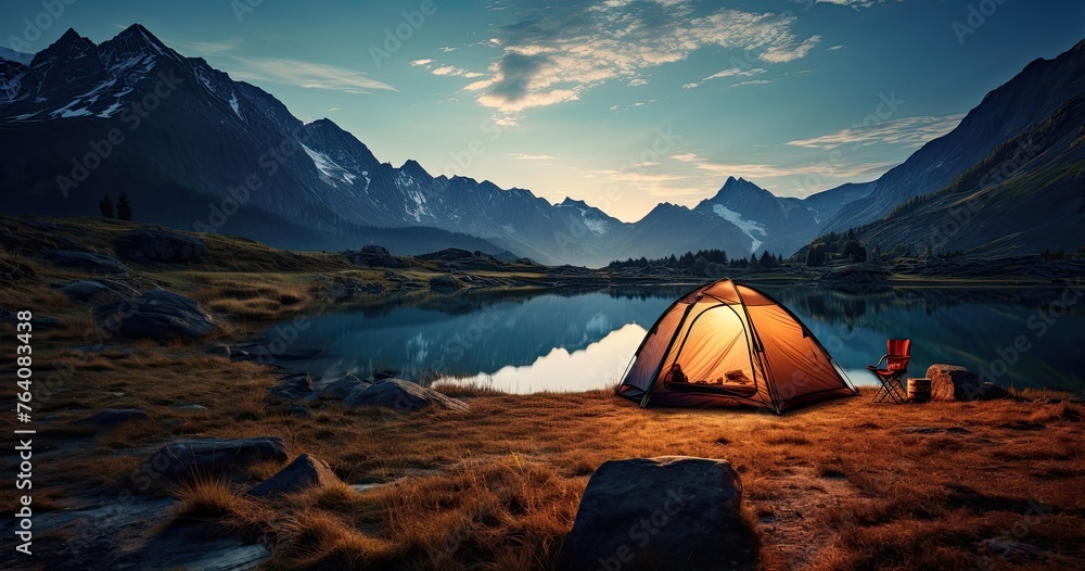 tourist tent with stunning view