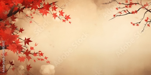 Autumn Tree With Red Leaves Generative AI