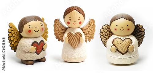 Assorted cute angels with heart,