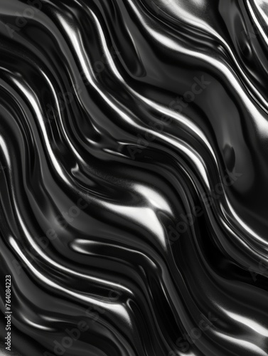 A close up of a black shiny texture that is wrinkled and wavy. rippled petroleum or oil in dark color and soft and rippled liquid. top view of bitumen pattern. black meth and poison, AI Generated.