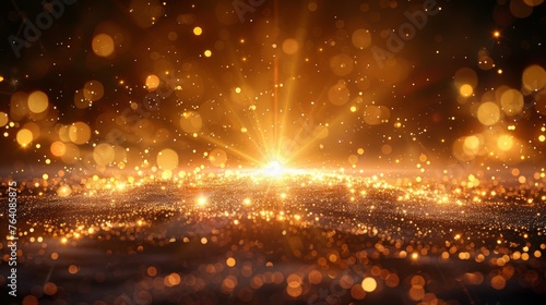 Golden front sun lens flare translucent special light effect design. Modern blur in motion glow glare. Transparent background. Decor element. Horizontal star burst rays and spotlights.