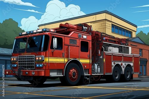 Firefighters truck illustration.