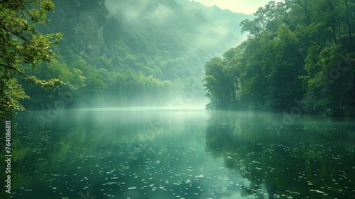 A lake in a deep forest