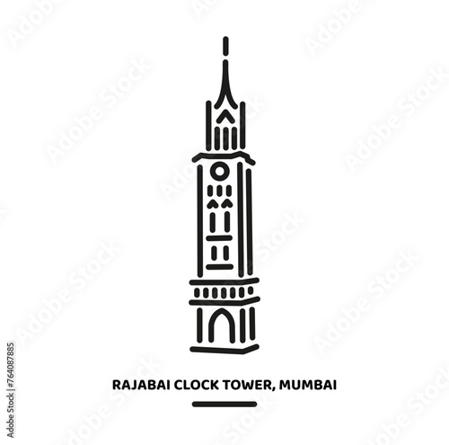 Rajabai Clock Tower, Mumbai University illustration icon. photo