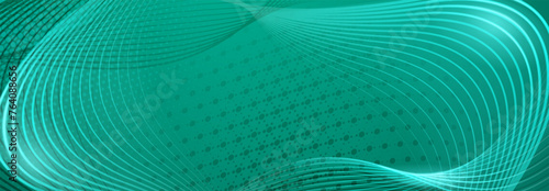 Abstract background made of halftone dots and thin curved lines in turquoise colors