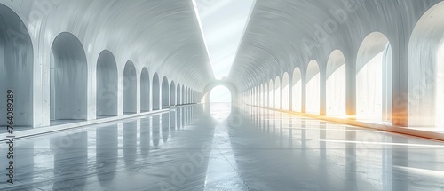 Architect's abstract of white space architecture, perspective of future building design photo