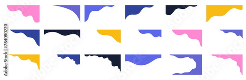 Collection of diverse shapes for website headers or footers. Separator template for design layout on a landing page. Simple headline depicted in vector flat style.