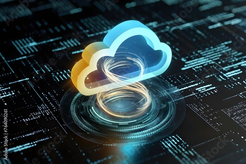 Cloud Computing Circuit Diagram Illustration of Data Storage Technology photo