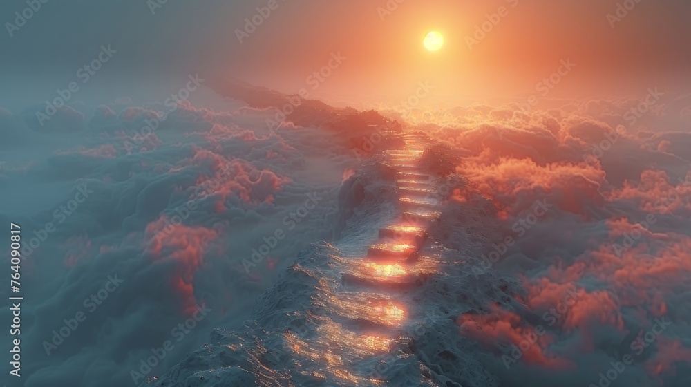 Ascending the stairway to heaven at sunrise - The Resurrection and the Entrance To Heaven