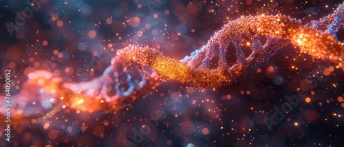 Luminous DNA Extravaganza 3D Rendered Holographic Multi Color Helix with Abstract Background