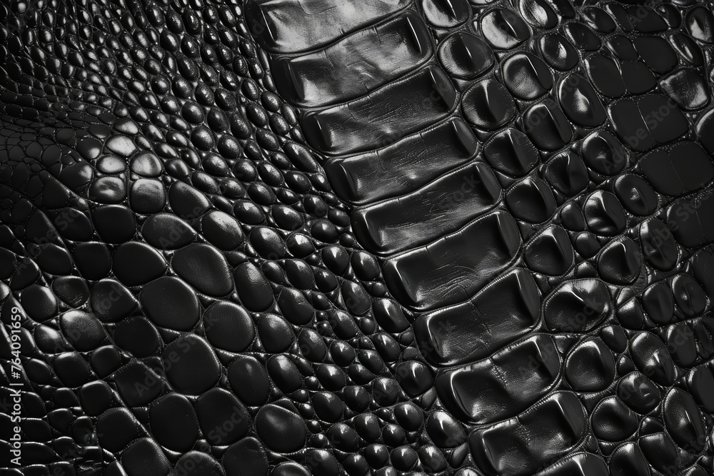 A close up of a pure black leather made of crocodile skin. wild animal texture. luxury pattern and expensive. dark and rough. wrinkled and rippled, AI Generated. A close up of a pure black leather made of crocodile skin. wild animal texture. luxury pattern and expensive. dark and rough. wrinkled and rippled, AI Generated.