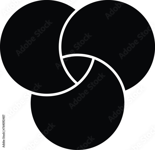 Discrete maths icon. Overlapping circles. Intersection. Venn diagram icon. vector symbol on white background