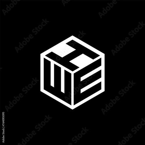 WEH letter logo design with black background in illustrator, cube logo, vector logo, modern alphabet font overlap style. calligraphy designs for logo, Poster, Invitation, etc. photo