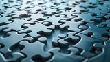 a jigsaw puzzle coming together seamlessly, symbolizing the idea of integration and synergy in strategic marketing efforts to outperform competitors