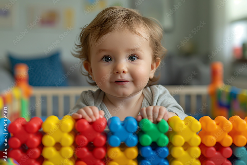 Happy little child enjoying time playing with colorful toys at the playground. Happy little child enjoying time playing with colorful toys at the playground.