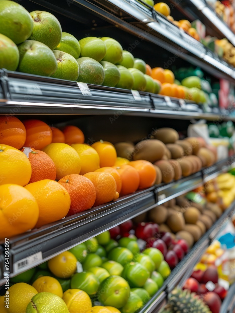 Fresh Fruit Shelf in Supermarket