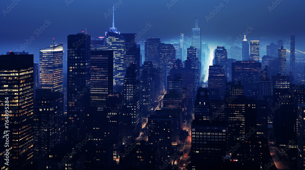 Night city view with the night sky
