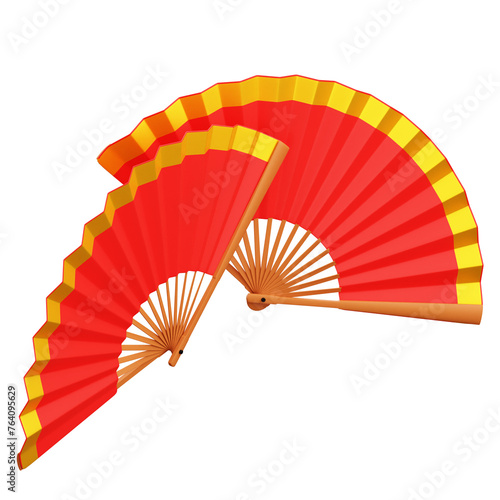 Chinese Hand Fan 3D Illustration