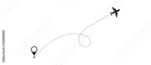 Wallpaper Mural Airplane line path vector icon of air plane flight route with start point and dash line trace - vector illustration Torontodigital.ca