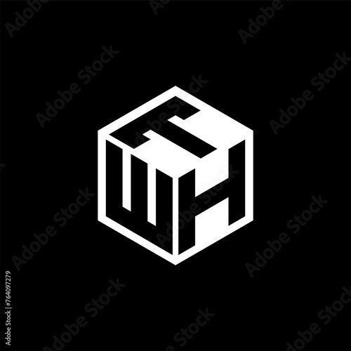 WHT letter logo design with black background in illustrator, cube logo, vector logo, modern alphabet font overlap style. calligraphy designs for logo, Poster, Invitation, etc. photo