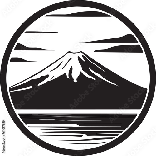 円形窓に入った富士山のアイコン_03