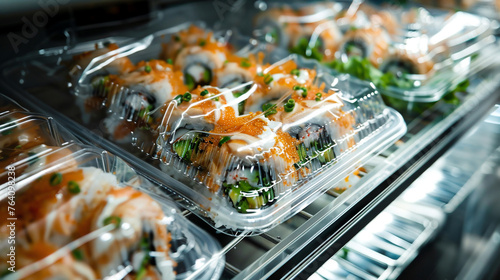 Sushi, Japanese food on food court. 