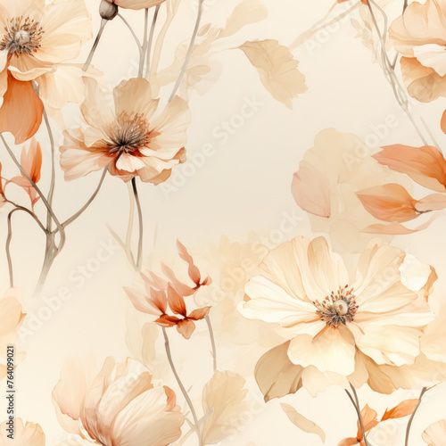 Wallpaper Mural Soft pastel colored floral digital artwork. Seamless file. Torontodigital.ca