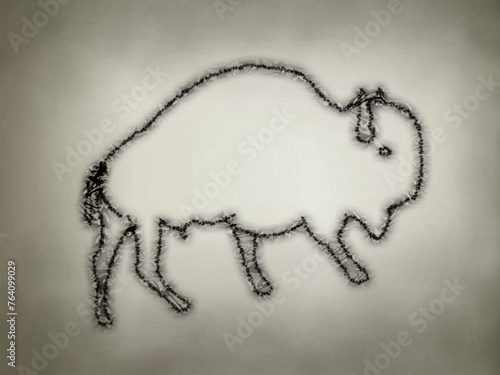 Silhouette de bison sur un fond marbré photo