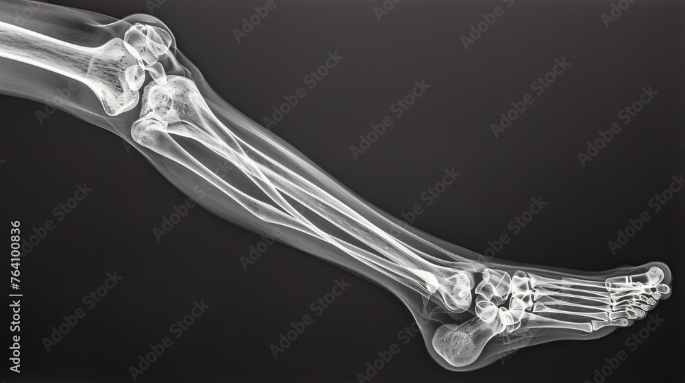 An X ray journey along the leg mapping the terrain of bone that carries