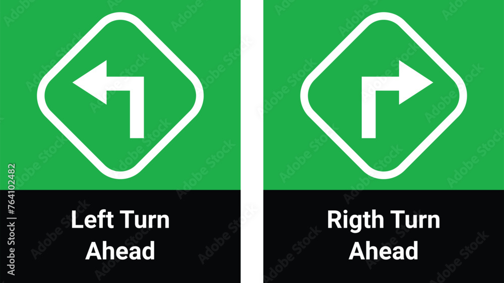 left and right turn ahead vector left and right turn ahead vector