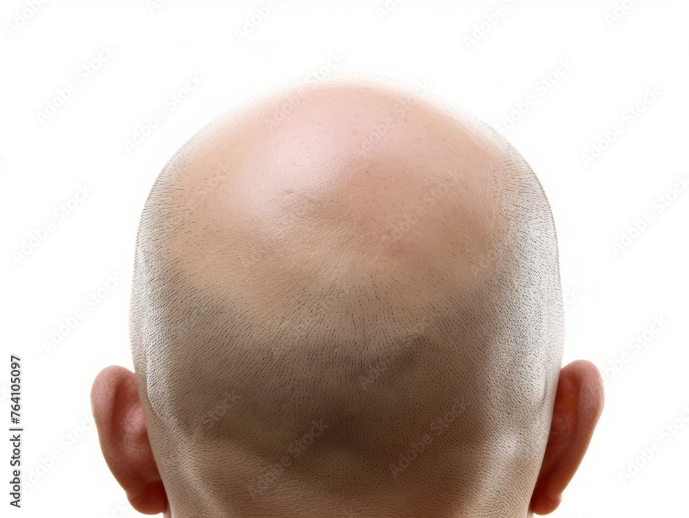 Bald man stands facing away from the camera, bald man stands with his head turned away from the camera. Bald man stands facing away from the camera, bald man stands with his head turned away from the camera.